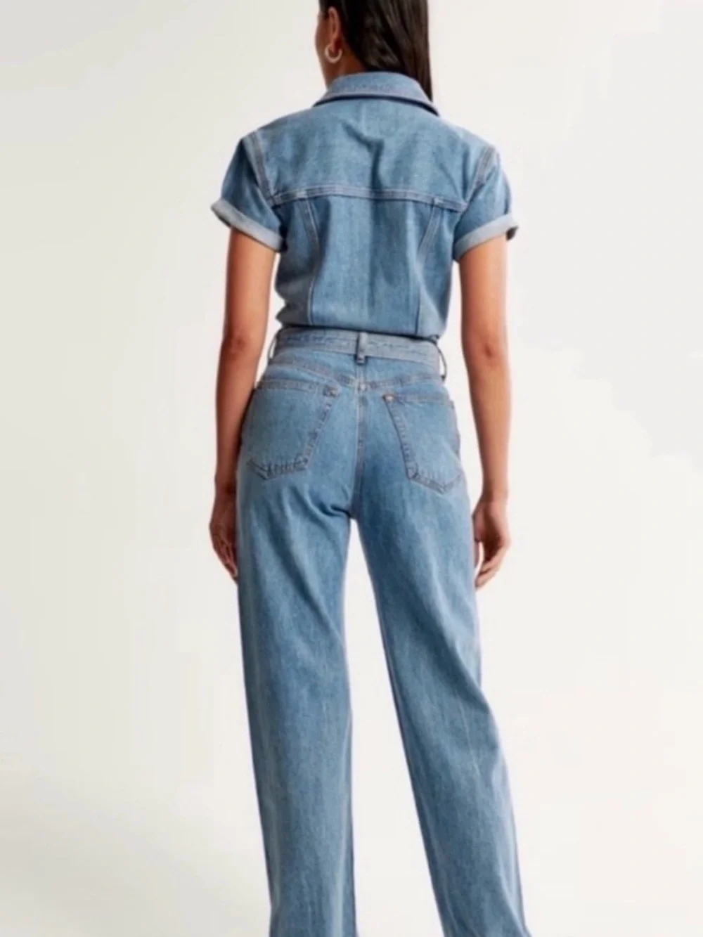 Abercrombie & Fitch Denim Jumpsuit with Belt